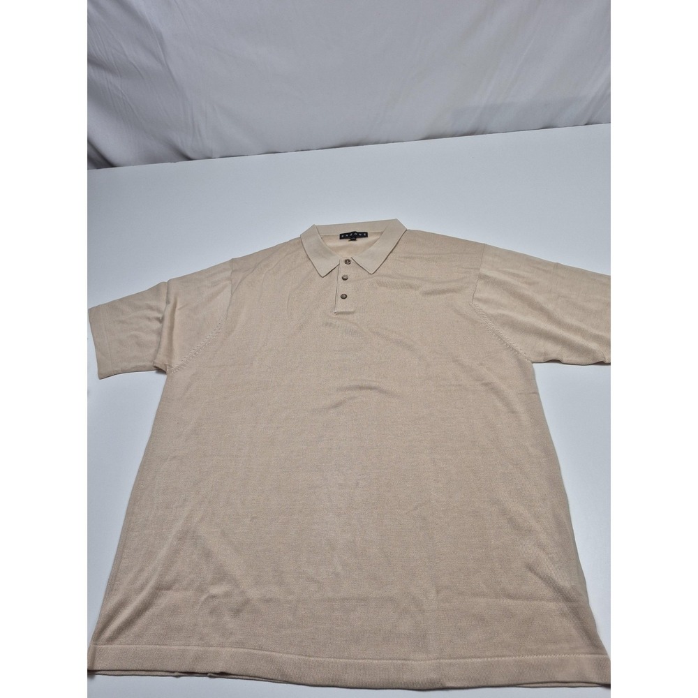 Enzone Polo Shirt Mens 2XL Beige Silk Cotton Knit Short Sleeve Casual Soft